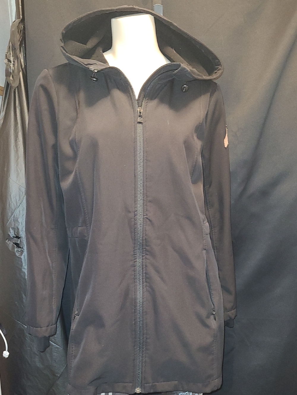 Vintage black Beaver Canoe apparel item Women’s Black Hooded Softshell Jacket
